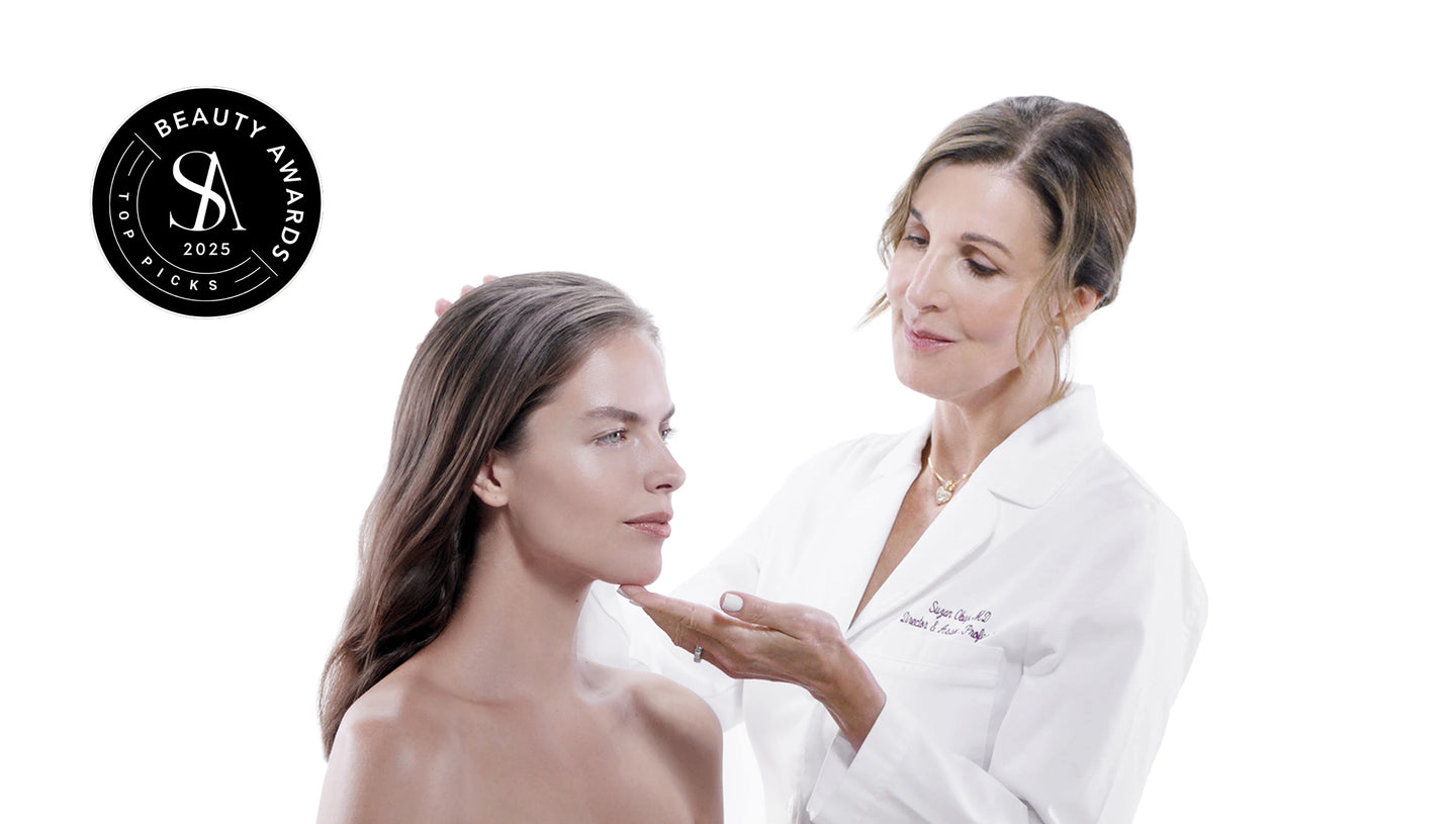 Dr. Obagi with model patient and Skin Anarchy Award Seal 2025 Top picks